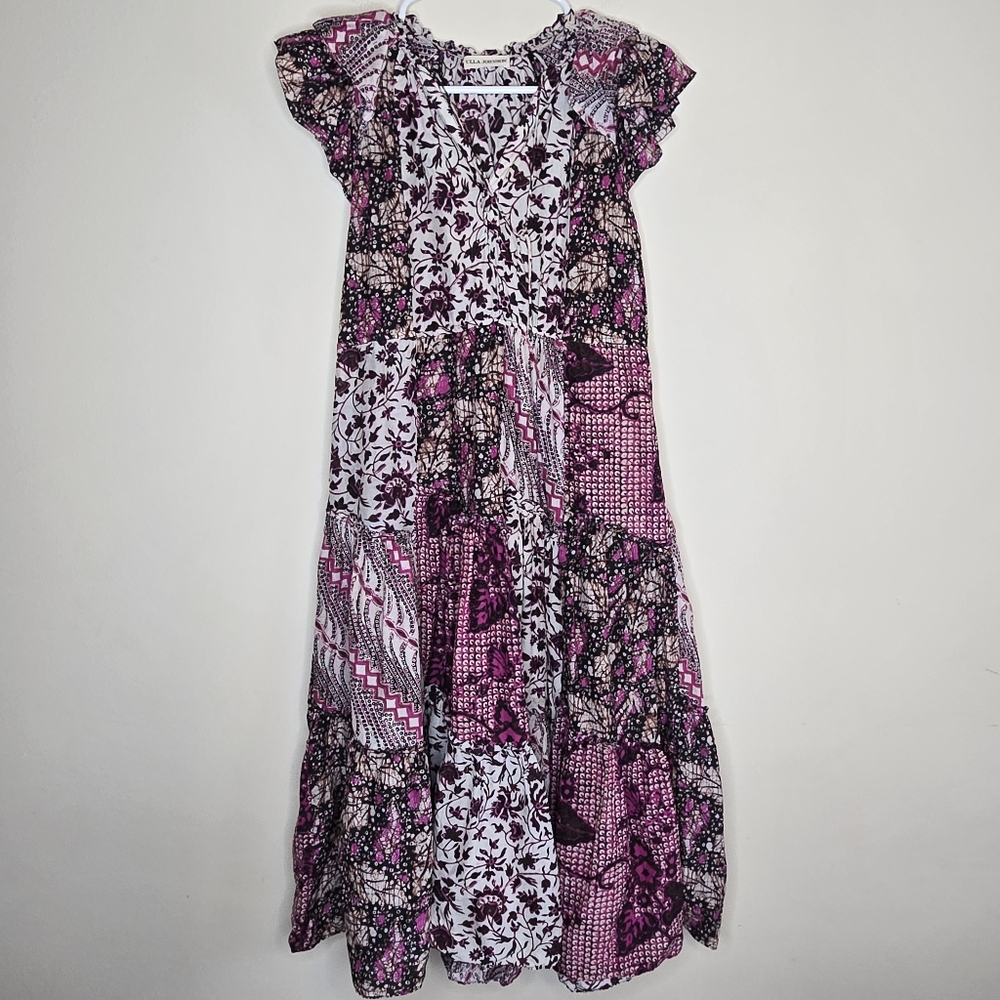 Ulla Johnson Asis Patchwork Batik Flutter Sleeve … - image 2